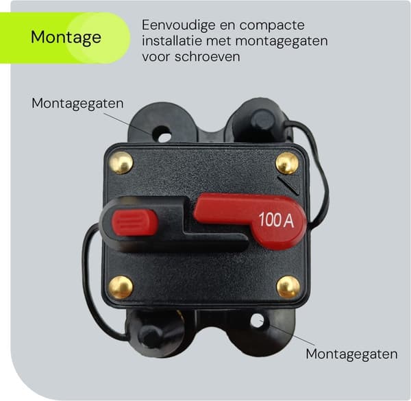 ProRide 100A afbryder med automatisk nulstilling, 12V-48V DC, stænktæt inline sikringsbeskytter til biler, lastbiler, både