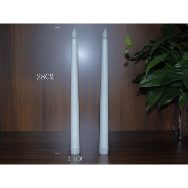 6 stk flammeløse koniske lys med fjernstyrt batteridrevet stearinlys Bryllup JuldekorHvit2 White 27.5X2cm