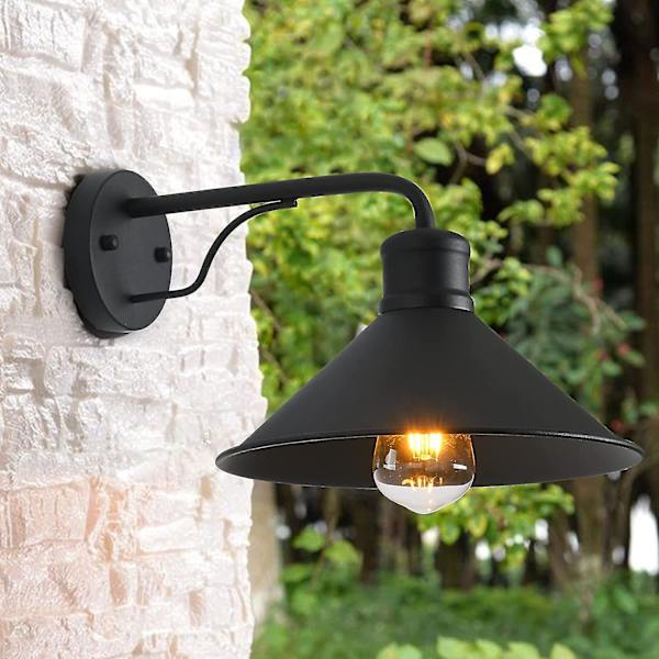 2-pack Utomhusvägglampor Väggmonterade För Hus, Framsida Veranda Utomhusvägglampor Väggmonterade, Matt Svart Modern Bondgård Utomhusvägglampa