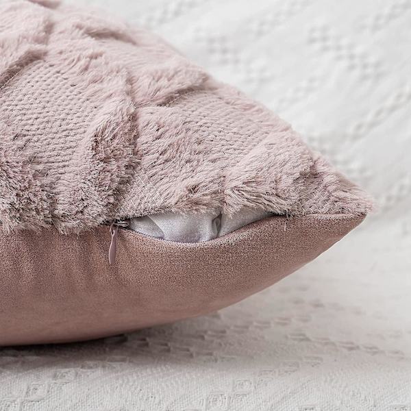 Sweetwill 2 kpl Valkoiset Koristeelliset Tyynynpäälliset 60x60cm Lammasnahka Pitkäkarvainen Tekolampaanvilla Tyynynpäälliset