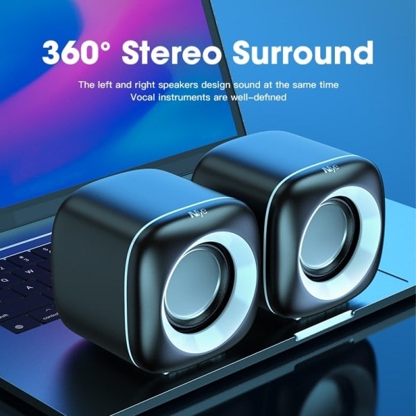 /Ryi/ Svarta datorhögtalare Stereo Djupbas Ljudboxhögtalare