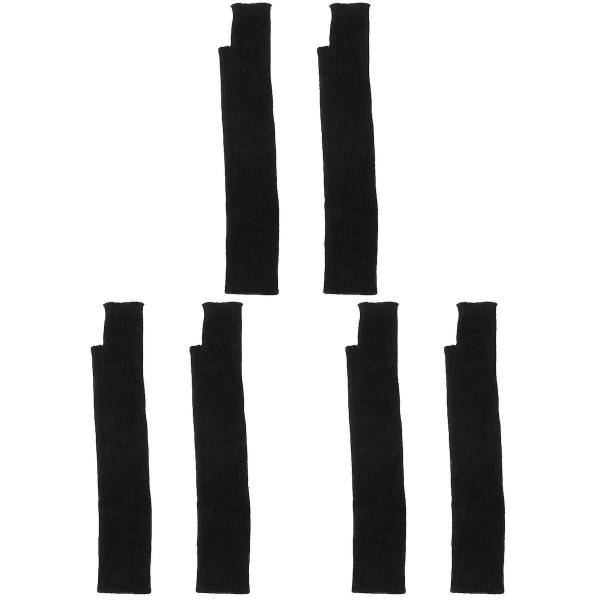 6 stk. Ensfarvede Fingerløse Lange Handsker Strikkede Uld Tommelhul Handsker 6 stk 6 pcs