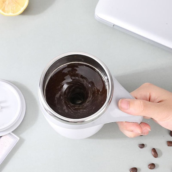 Automatisk självomrörande magnetmugg Rostfritt stål Temperaturskillnad Kaffeblandare Mixer Smart Mixer Thermal kopp Blender White