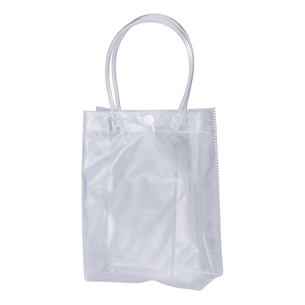 Transparent Plastik PVC Isvinpose Bærbar Totepose Gavepose Fødselsdagsfest Dekoration Bryllup Gave Lodret Stil Transparent 15x7x20cm Transparent 15x7x20cm