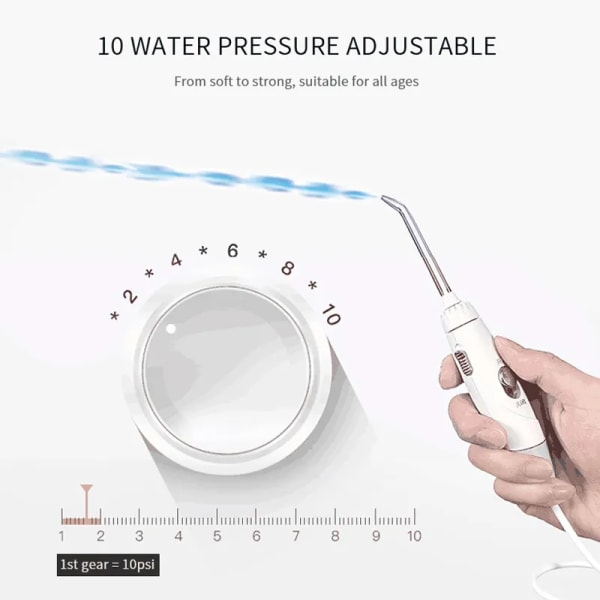 Water Flosser Professional For tenner, tannkjøtt, tannregulering, tannpleie, elektrisk kraft med 10 innstillinger, 7 tips for flere brukere og Ne