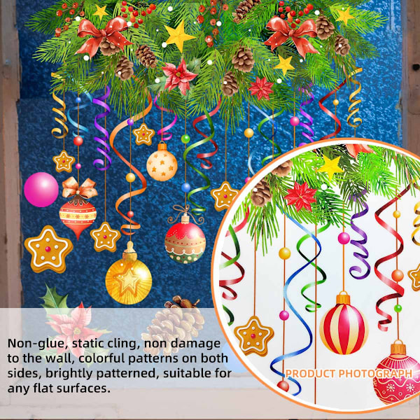Julklappsstickers för vägg. Dekaler för semesterdekoration för vardagsrum, kök, glasfönster