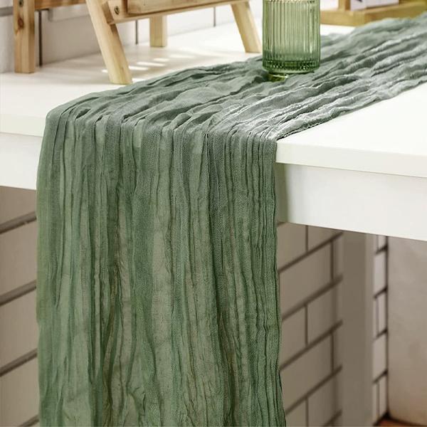 Chiffon Bordløper 90x180CM Stor Osteklut Dug Myk Midtpunkt Dug - Lysegrønn