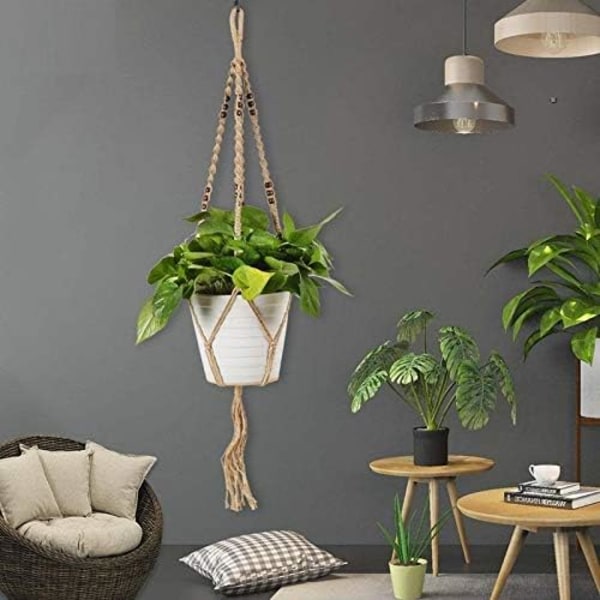 Macrame Hängkorg, Macrame Växthängare, Bomullsrep Hängkorg, Blomhängare, Växthängare för inomhus och utomhus tak