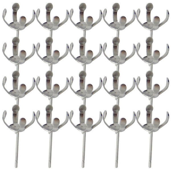 20 st Ear Stud Posts Klo DIY Örhänge Tillbehör Pärla Smycken Tillverkning För Kvinnor Silver 1X1X1.9CM Silver 1X1X1.9CM