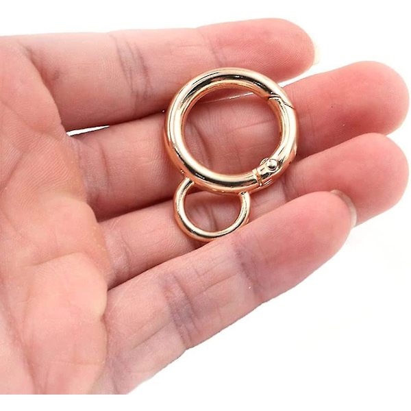 Runda fjäderlås med fast ögla, zinklegering, O-ring karbinhakar, nyckelring, DIY-tillbehör, lätt (10 st, Guld)