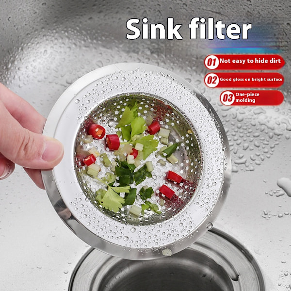 Diskpropp för diskho i rostfritt stål, standard silavloppsskydd för badrum/kök, hårfångare för badkar/dusch (3 st, silver)