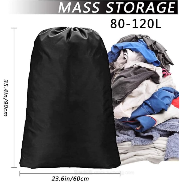 Stor Reseväska för Smutstvätt, Vikbar Nylonförvaringsväska med Dragkedja för Resor, Familjeförvaring, Sovsal, Camping och Lägenheter, 60x90cm (svart)