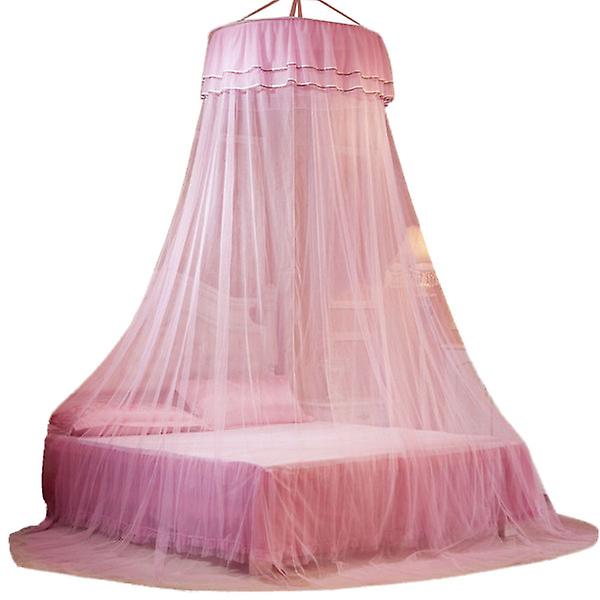 Rund Myggenet Baldakin Kuppel Seng Gardin Holdbar Toddler Crib Netting Lille Frisk Myggenet Til Pink