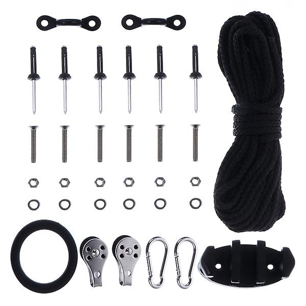 1 Set Kayak Anchor Trolley System For Boat Canoe Raft Tie Down AccessoriesBlack9X4.5CM