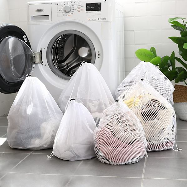 Tvättsäckar, Tvättsäck för tvättmaskin, Tvättenät, Nätpåse för tvätt, Tvättenät med snöre för blus, skor, bh, 6-pack (2XL+2L+2M) Återanvändbar