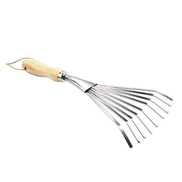Liten Metall Rake, Rake Med Trehåndtak, Løvrake, Plenrake For Hage, Hagerake, Håndrake, Liten