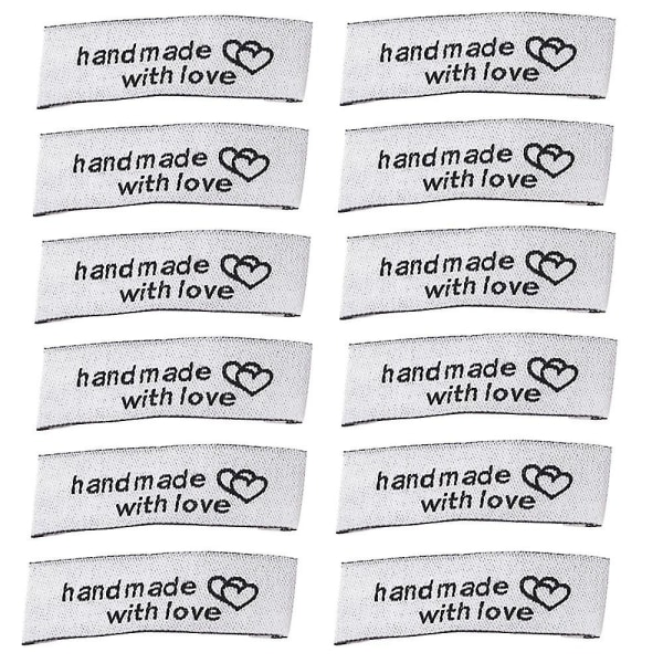 120 stk tøyetiketter Håndlagde etikettbrettemerker Hjertemønster Håndlaget etikett kompatibel med strikkede luer Bomull