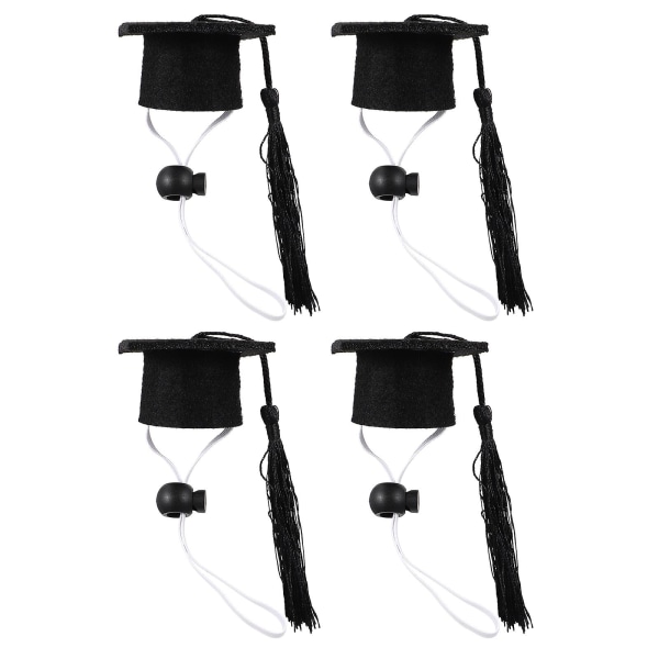 4st Graduation Mini Doctoral Hat med tofsar Mini Pets Dock HattarSvarta5,5x5,5x3,5cm Black 5.5x5.5x3.5cm