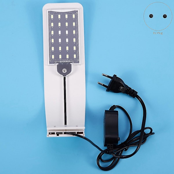 Blå Hvid Led Akvarielys Klip Fiskekum Lampe Belysning EU Stik