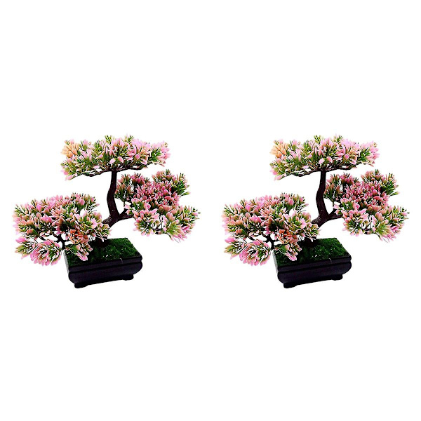 3 kpl Teko-vieras-tervetuloa Mänty Bonsai Mini Simulaatio Puu Kasvi Koti Sisustus (vaaleanpunainen) 2 kpl 2pcs