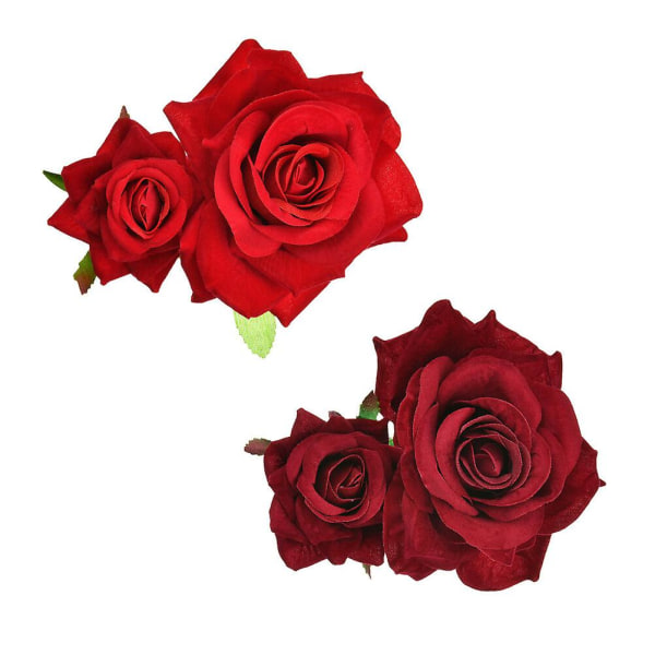 Bröllopshårtillbehör Kvinnor Simuleringsblommor Klipp Hårblommor Kvinnor Blomhårklipp Kvinnor Ros Red 20*12cm