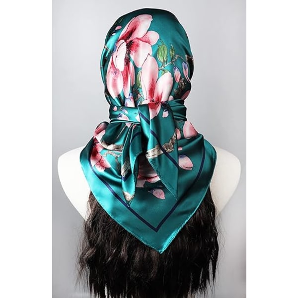 Satinbandana i sidenliknande material för kvinnor, 35 tum, kvadratisk, för sömn