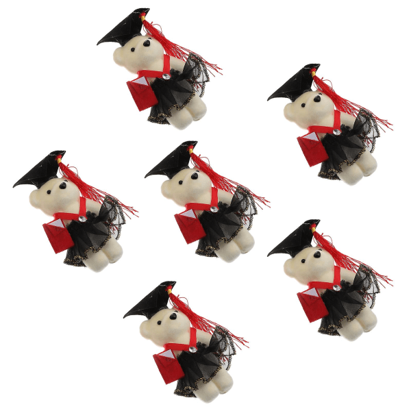 6 stk. Graduation Bear Premium Multifunktionel Graduation Bear (sort, rød)Rød14x7x5cm Red 14x7x5cm