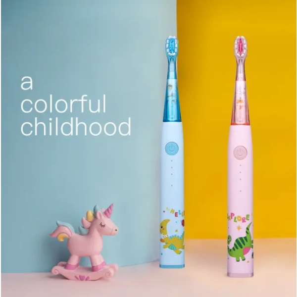 Kids Sonic oppladbar elektrisk tannbørste: Interaktiv Smart Light Toddler Tannbørste med 3 rengjøringsmoduser IPX7 vanntett 2