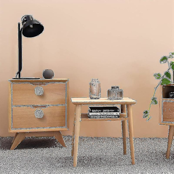 24 kpl Boho rottinkikomodin nuppeja pyöreitä puisia vetolaatikon nuppeja kaappien komodin vetimiä C