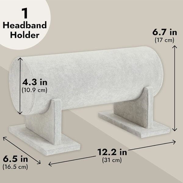 /Ryi/Grå Velour Hårbøjleholder/Smykkeorganiseringsstativ, 30,5 x 18 cm