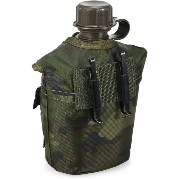 Kantine - Utendørs Militær Kantineflaske 1L Camping Vandring Ryggsekktur Survival Vannflaske Vannkoker med lokk