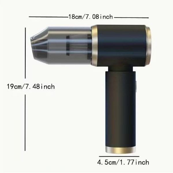 Kädessä pidettävä autonimuri Mini Suuri imu ja puhallus All-in-one Kaksikäyttöinen puhallusimuri Langaton kädessä pidettävä_xrzi Black - 4000 mAh 7.4v