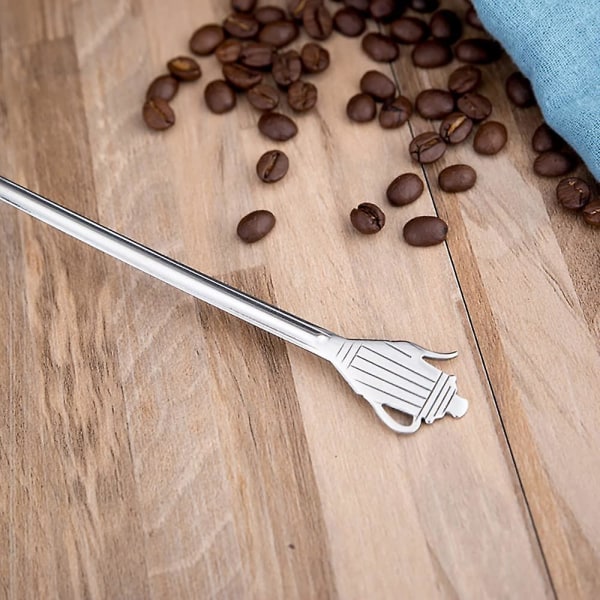 10 g espressokaffe måleskje i rustfritt stål kaffeskje for malt kaffe Te Salt med presset bunn (1 stk, sølv)