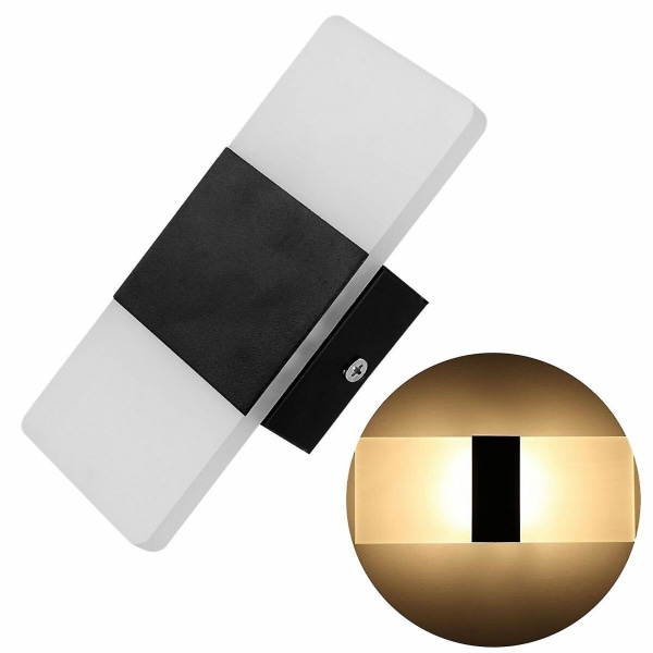 3W LED Vægskinne Op/Ned Lampe Hjem Soveværelse Armatur - Sort + Varmt Hvid