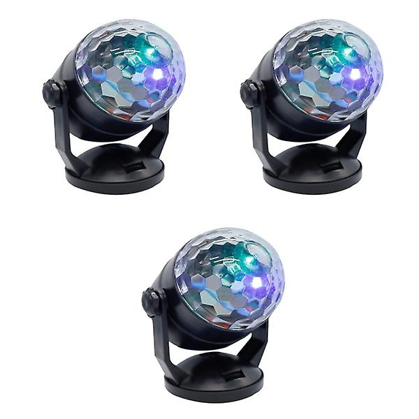 3 stk Lydaktiveret Disco Party Lys USB Opladning LED Scene Lys Strobe Lampe Par Lys Til Bil 3pcs 16*12*9cm