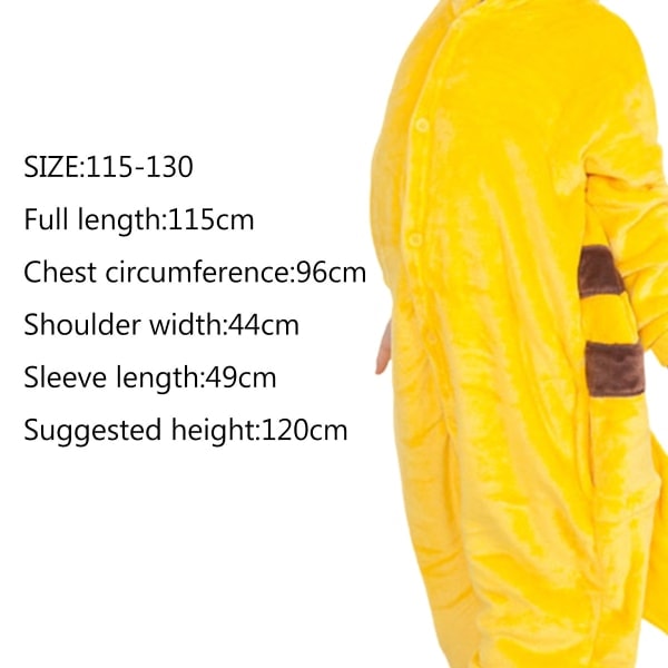 ru.Barn Jumpsuits Kostyme Dyr Onesie Nattkjole Pyjamas Hettegensere Sovetøy Cosplay Mardi Gras Kostyme Jul Halloween (Pikachu 130cm)