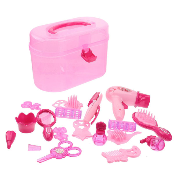 Flickor Skönhet Kosmetiklåda Förvaringslåda Case Hårverktyg Leksak Smink Presentset Lekhusleksak Pink