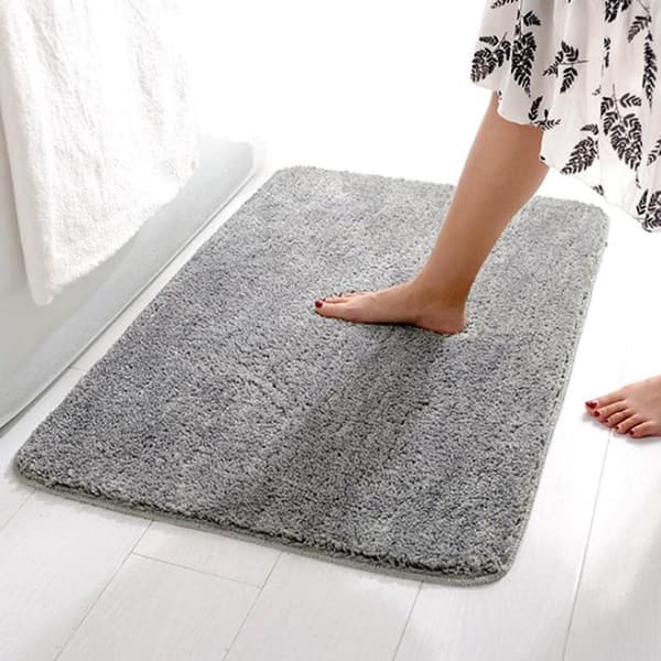 Blød absorberende mikrofiber bademåtte, skridsikker maskinvaskbar hurtigtørrende badeværelsestæppe til soveværelse, stue, entré, gang, grå