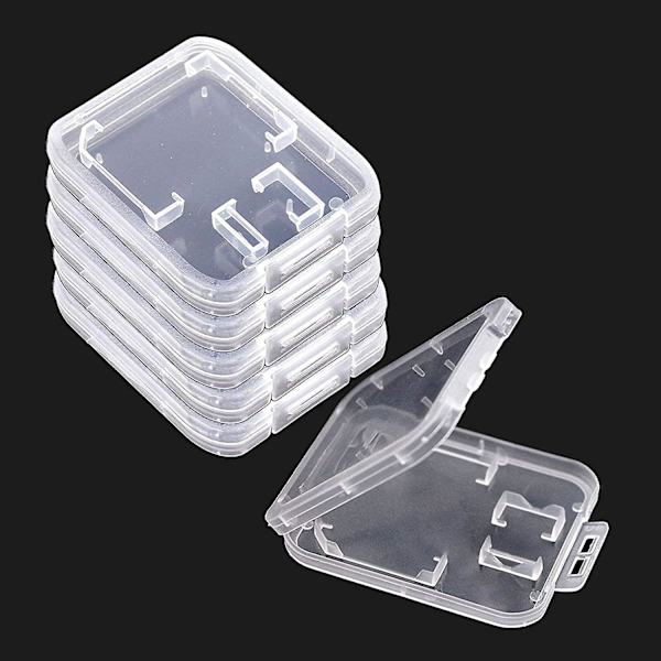 Minneskortsfodral, transparent plastförvaringslåda för kort (10 st, transparent färg)