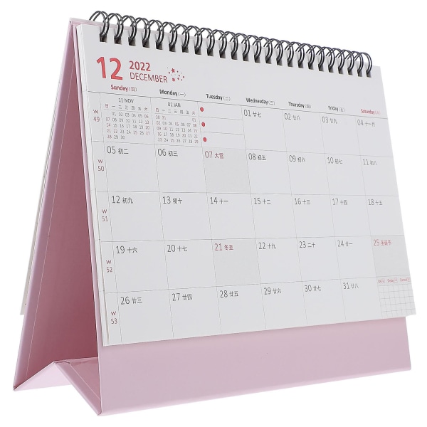 Skrivbordsstaffli-kalender - Citatkalkylator Veckovisst Skrivbords-planerare Skrivbords-flipkalender 20 Pink 22.5X19X1.5CM