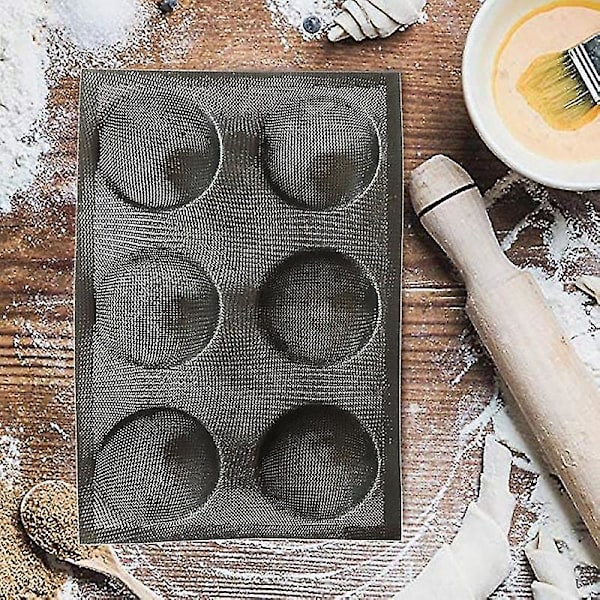 Glasfiber Silikon 6 Runde Brødform Forskellige Hamburger Cookie Puff Porøs Form Kage Tart Pan Nej
