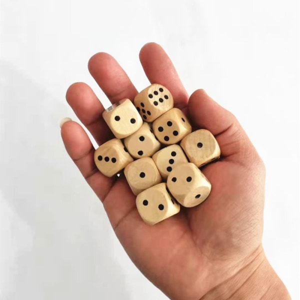 2 cm treterninger, naturlig bjørkeved sil, massivt tre mahjong, terninger, leker for barn