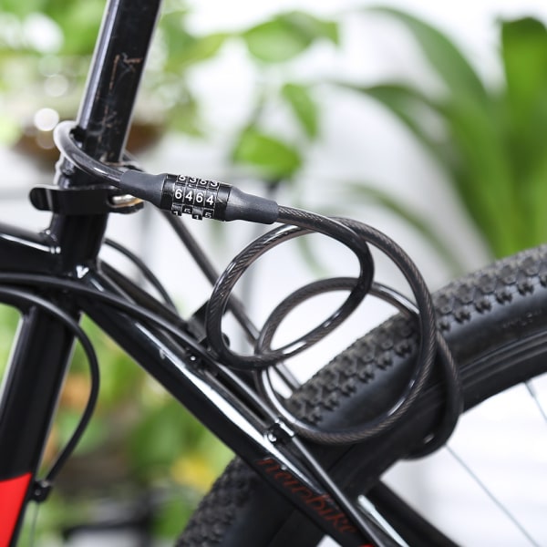 Svart kombinationslås stålvajerlås fyrsiffrigt kombinationslås stöldskyddslås för cykel motorcykel mountainbike 40cm