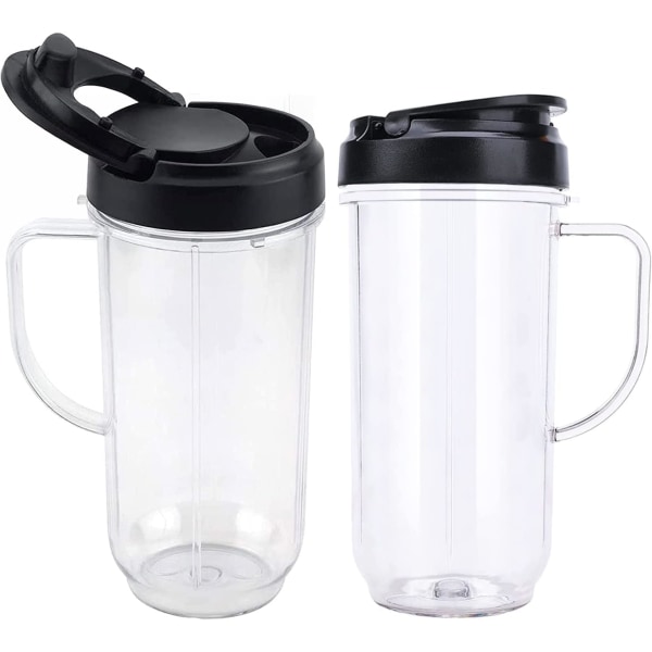 2 kpl Blender-kupit, korkeat 22oz kupit, kääntyvällä kannella, vaihto-osa, kupi, muki kahvalla, yhteensopiva Blenderin, maidon, mehukoneen ja sekoittimen kanssa