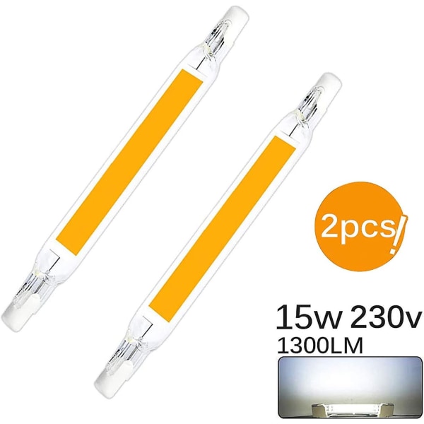 R7s LED-lampa 118mm 15W Linjär Halogenlampa 2-pack R7s LED-lampa Lampor Dubbeländad Spotlight Lampor J118 Spotlight för Trädgård Garage Landskap Trädgård (coo