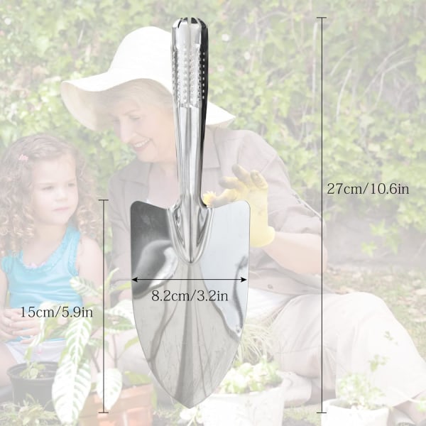 Hagespade Håndspade, Rustfritt Stål Hageverktøy, Spade for Planting, Omplanting, Luking, Graving