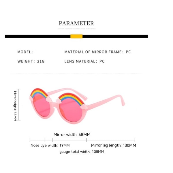 Barnesolbriller Søt tegneserie regnbue med rund innfatning Briller beskyttelse Sommer strandfest briller for gutter, jenter