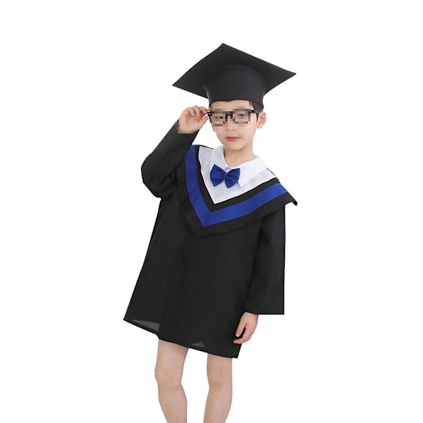 Lasten valmistujaismekko ja tupsusetti cosplay-kuvausnäytöksi päiväkotiin (sininen, sopiva 120cm