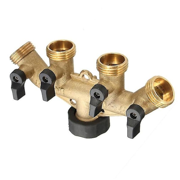 Have Messing Vandfordeler 4-vejs Hane On/off Ventil Slangekobling, firevejs Kuglehane Haveslange Adapter Have Messing Tovejs Kuglehane Vandrør Luk
