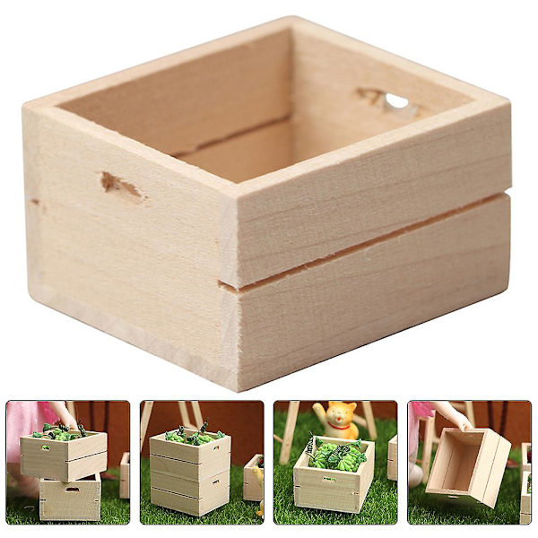 2 st Fruktdekor Mini Leksakskorgar Bröllopsringfodral 1:12 Mini Matlek Korg Mini Grönsakskorg Beige 3,9X3,4CM Beige 3.9X3.4CM